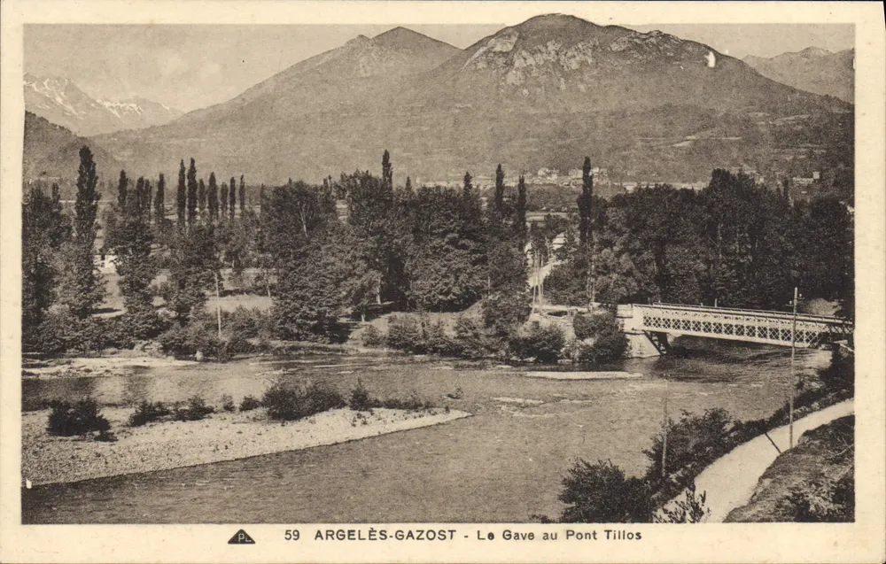 Argelès-Gazost — Blick auf den Gave am Pont Tillos — Verlag P.L. Nr. 59 - Vorderseite