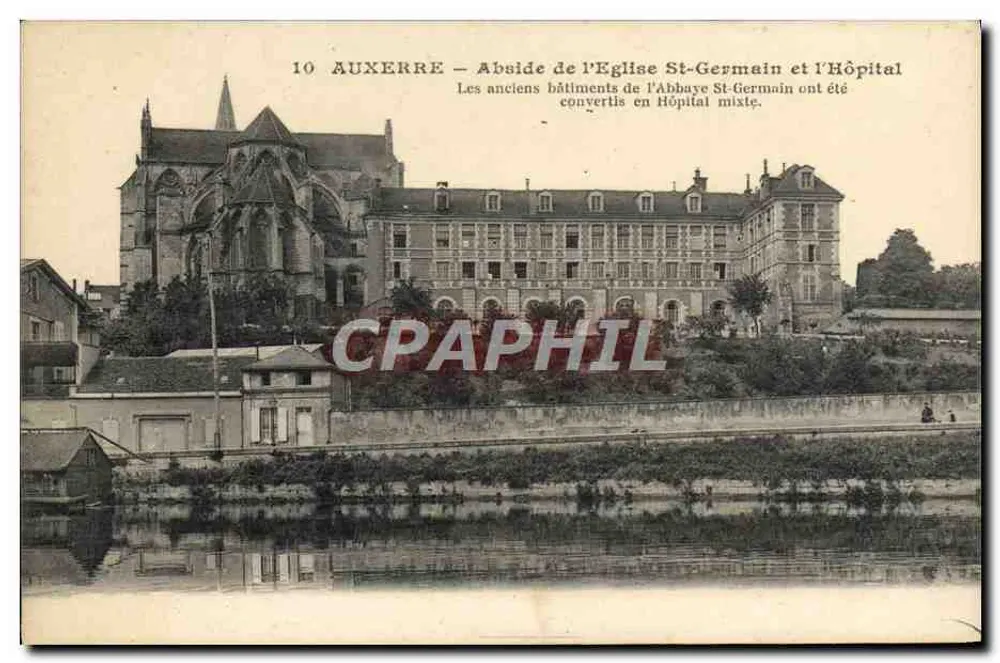 Auxerre — Apsis der Kirche Saint-Germain und das Krankenhaus — Photolyp'e Nazareth, Paris - Vorderseite