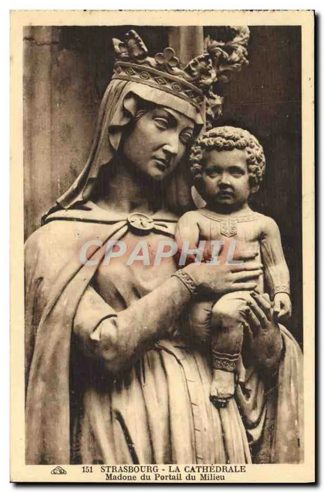 Strasbourg - Die Kathedrale - Madone des Mitteltors - Vorderseite