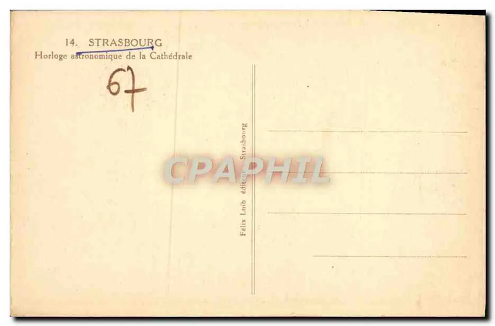 Astronomische Uhr der Kathedrale — Straßburg — Verlag Félix Lurb - Rückseite