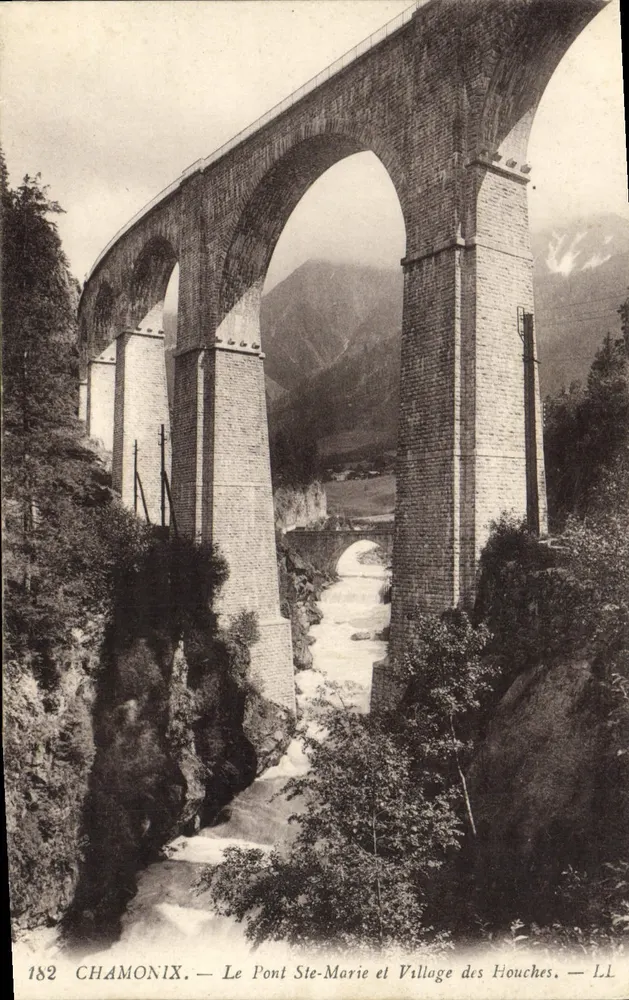 Chamonix — Die Brücke Ste-Marie und das Dorf Houches — LL, Nr. 182 - Vorderseite