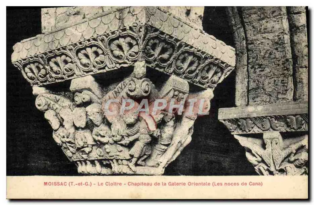 Moissac (T.-et-G.) - Der Cloister - Kapitell der Orientalischen Galerie (Die Hochzeit zu Kana) - Vorderseite