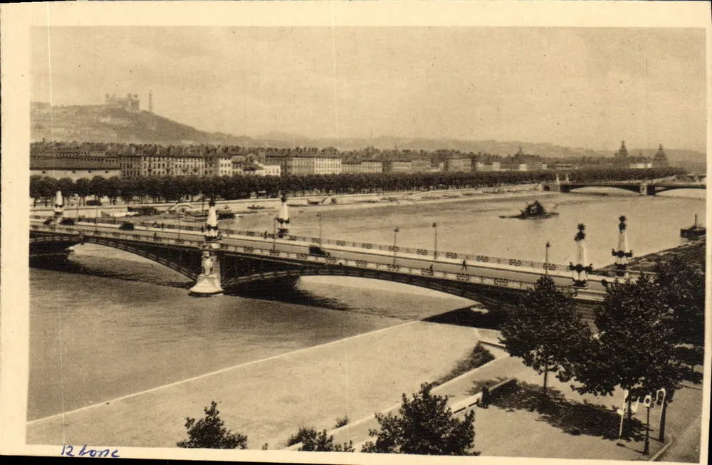 Lyon (Rhône) — O Rio Rhône e o Ponte Gallieni — Edições de Arte Gallieni - Frente