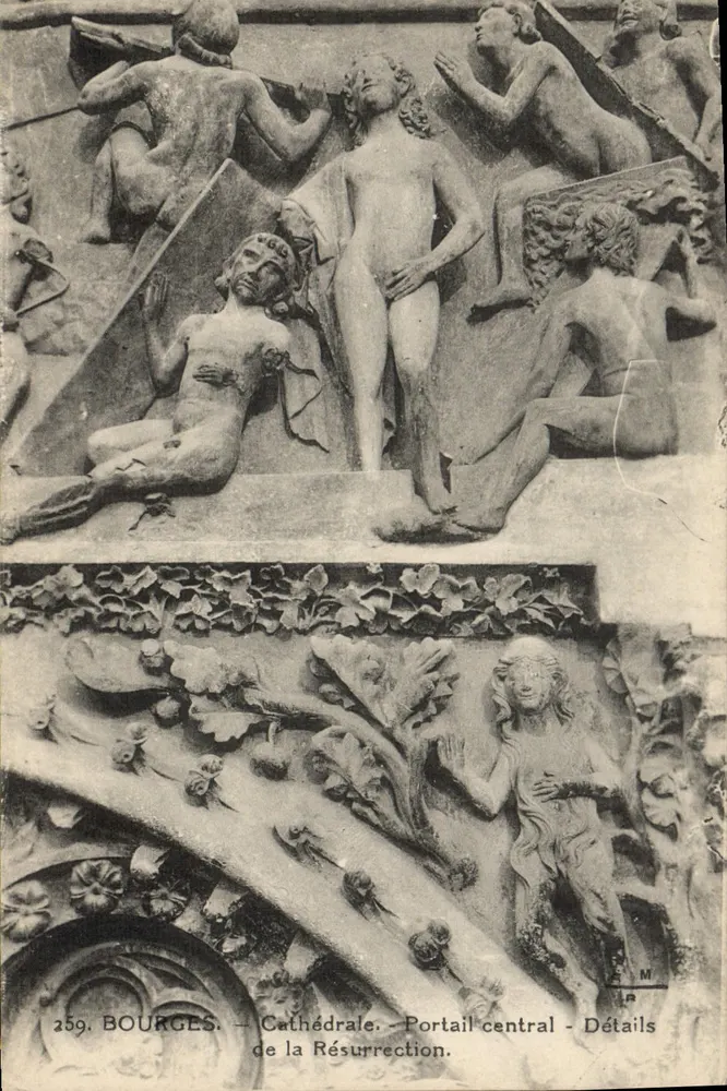 Bourges — Kathedrale — Zentralportal — Details der Auferstehung - Vorderseite
