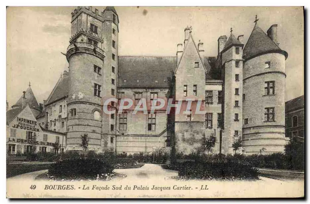 Bourges — Facha da Sul do Palácio Jacques Cartier — Impressora Regional J.Fouverier, n°49 - Frente