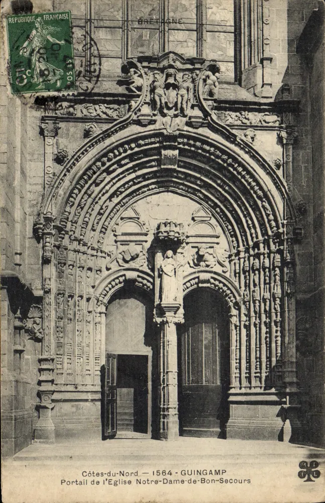 Portal der Kirche Notre-Dame-de-Bon-Secours — Guingamp, Côtes-du-Nord — unbekannter Verlag, Seriennummer nicht sichtbar - Vorderseite
