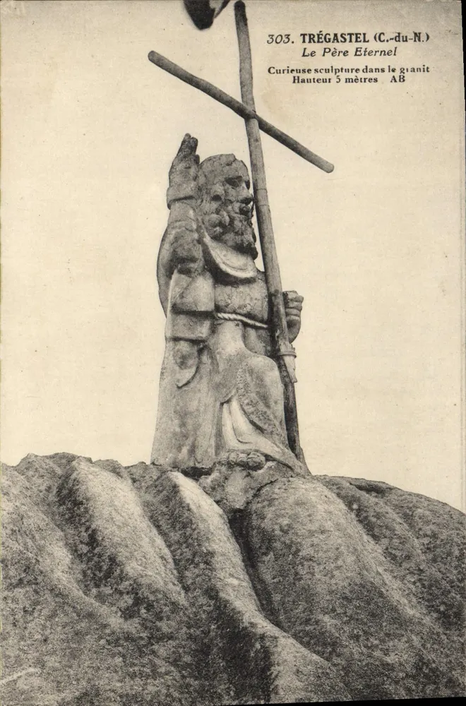 Trégastel (C.-du-N.) — O Pai Eterno, escultura em granito de 5 metros — série 303 - Frente