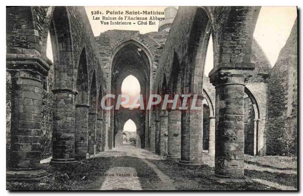 Pointe Saint-Mathieu — Die Ruinen der Alten Abtei — Innenansicht — Ostseite — Edition Villard, Quimper - Vorderseite