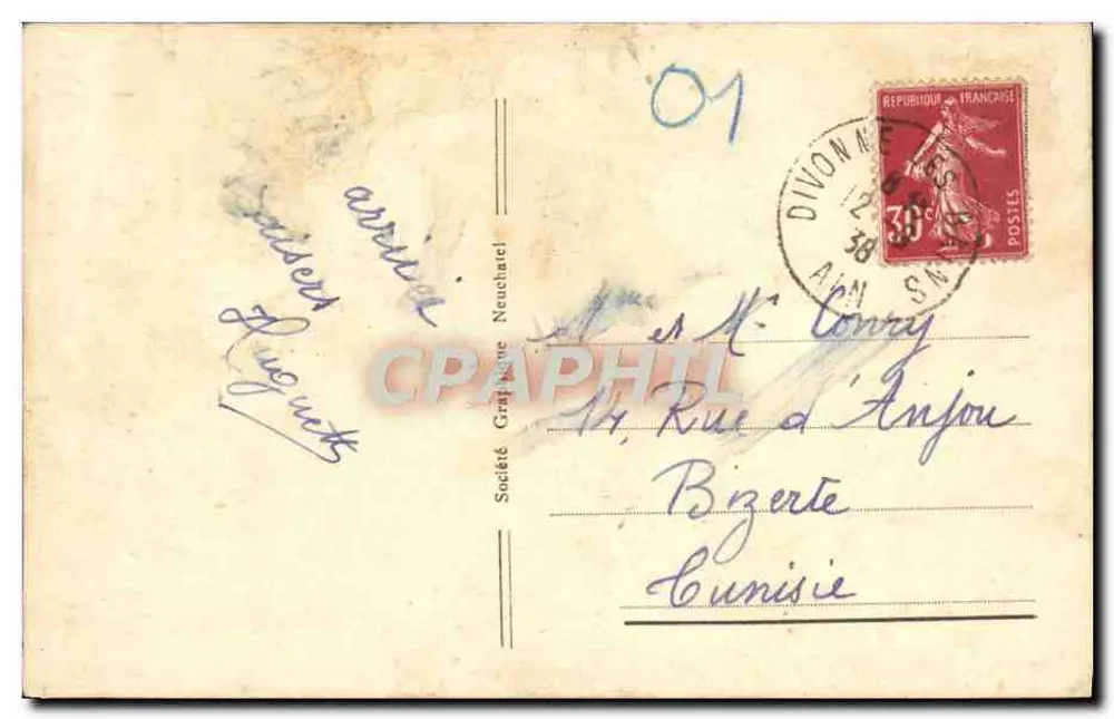 Divonne-les-Bains — Monument aux Morts — Sociedade Gráfica Neuchâtel n°22 - Verso