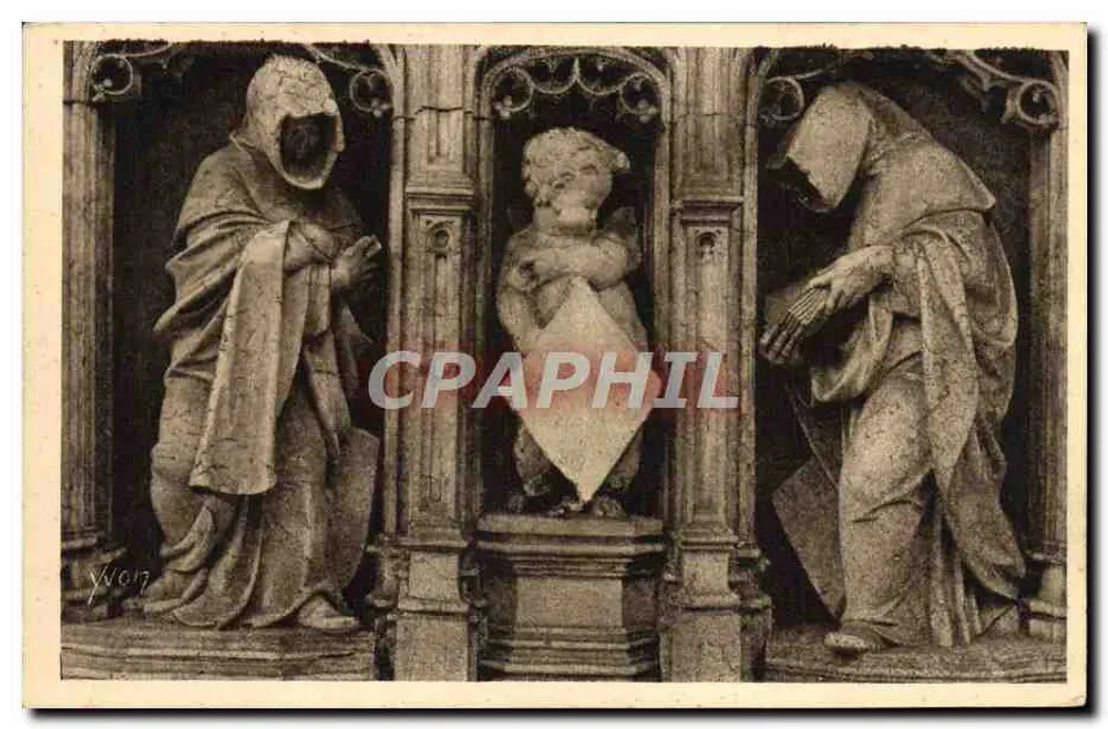 Bourg (Ain) — Kirche von Brou, Figuren des Mausoleums von Marguerite de Bourbon (Die Weinerinnen) — Éditions d'Art YVON, Paris - Vorderseite