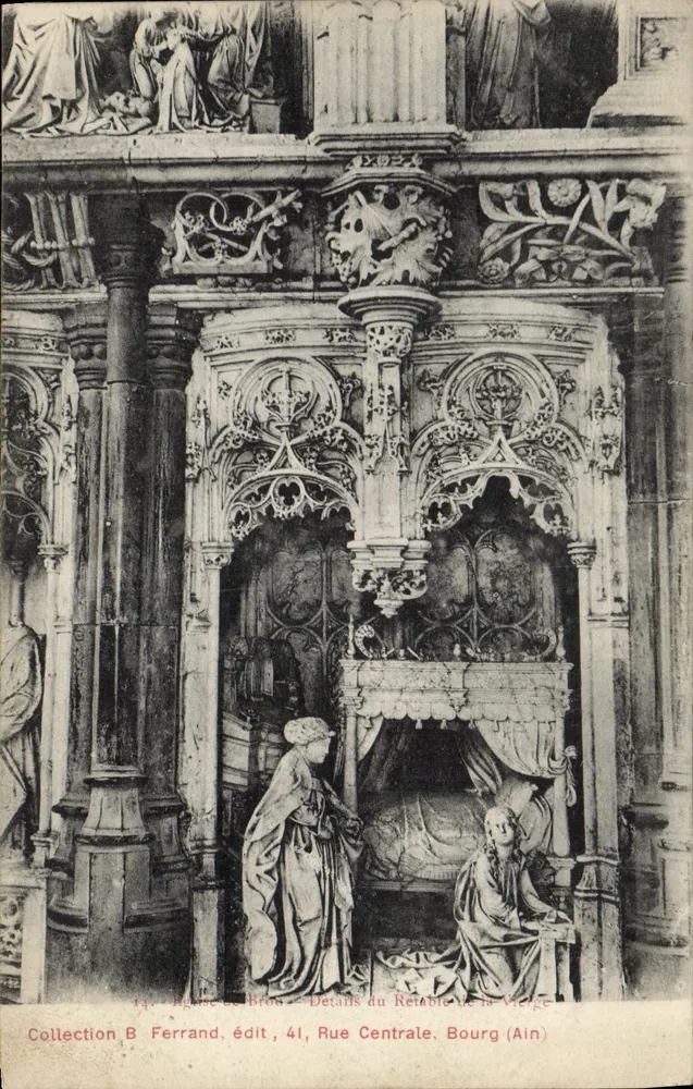 Detalhes do Retábulo da Virgem — Igreja de Bron — Coleção B Ferrand, editor, 41, Rue Centrale, Bourg (Ain) - Frente