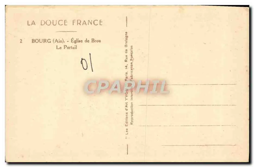 Bourg (Ain) - Igreja de Brou, O Portal — Les Éditions d'Art YVG, Paris - Verso