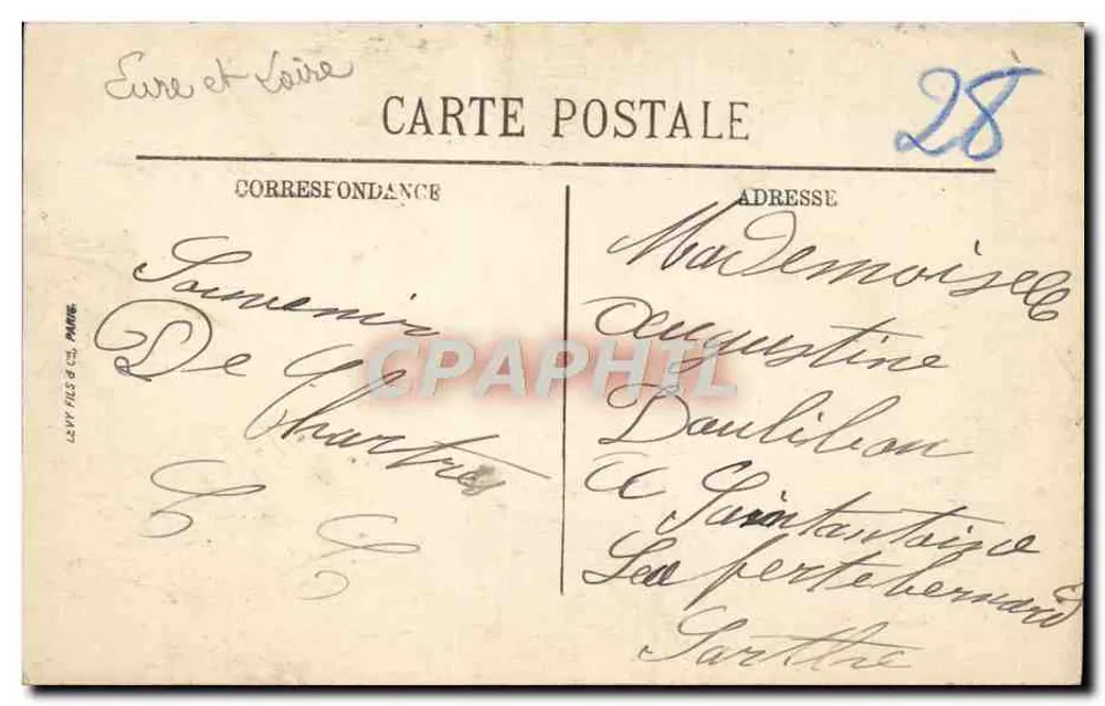 Chartres — Die Kathedrale. Die Jungfrau am Säulen — LL - Rückseite