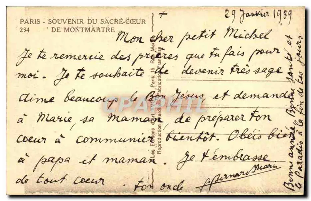 Estátua do Sagrado Coração de Montmartre — Montmartre — Edições de Paris - Verso