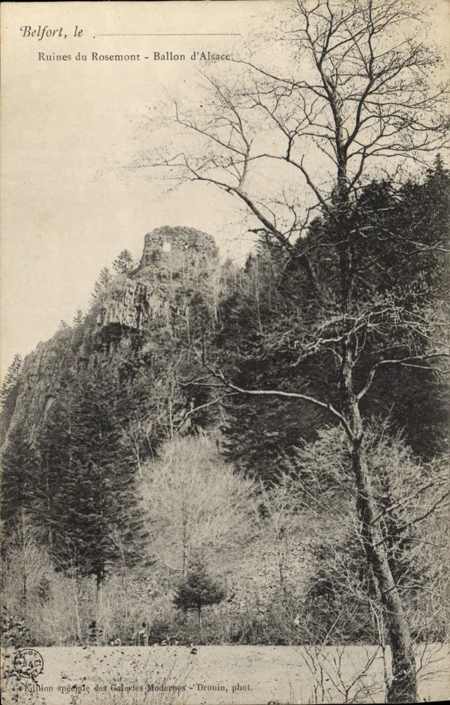Belfort, der Ballon d'Alsace — Ruinen von Rosemont — Sonderausgabe der Modernen Galerien, Dronin fot. - Vorderseite