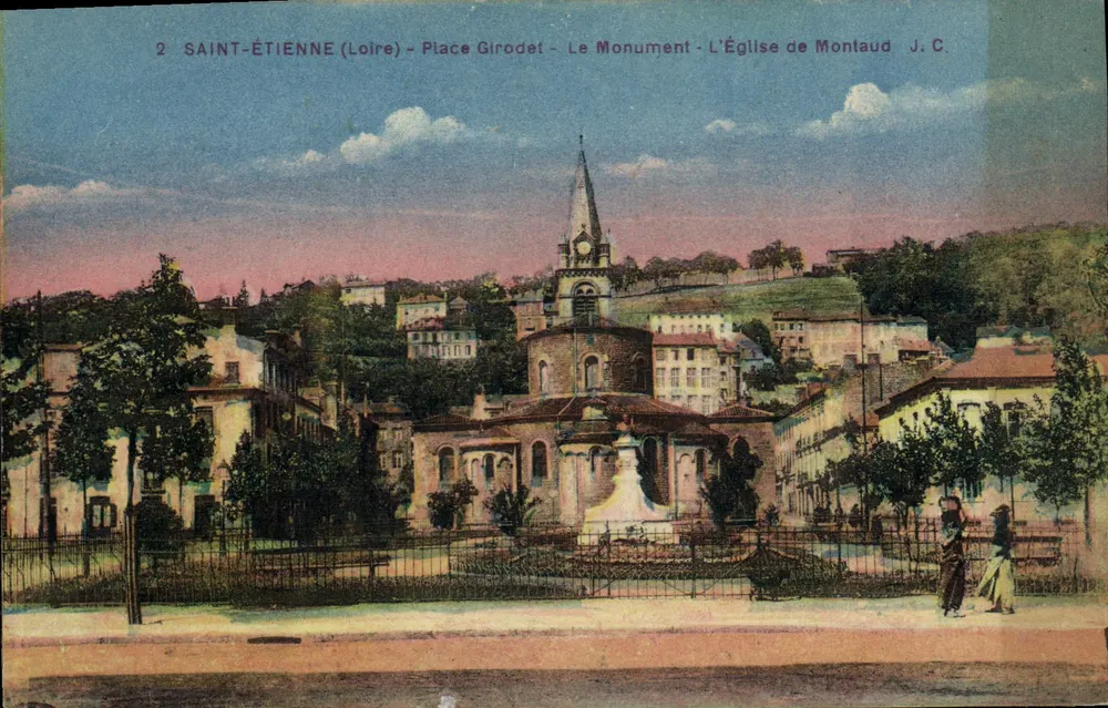 Saint-Étienne (Loire) - Place Girodet - Das Denkmal - Die Kirche von Montaud J.C. - Vorderseite