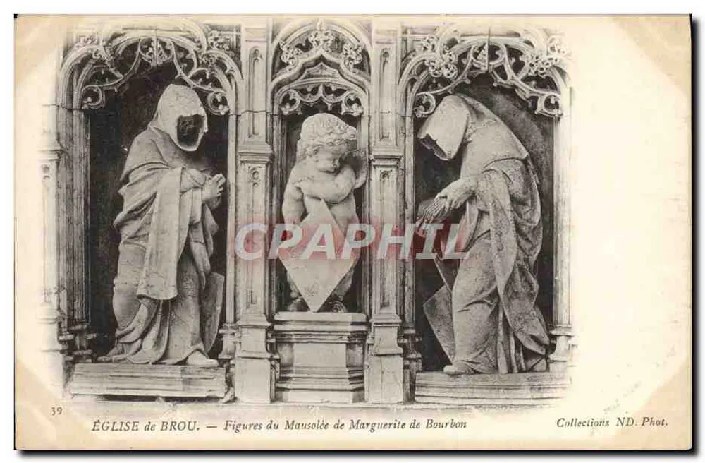 Kirche von Brou — Figuren des Mausoleums von Marguerite de Bourbon — Sammlung ND. Fotografie - Vorderseite