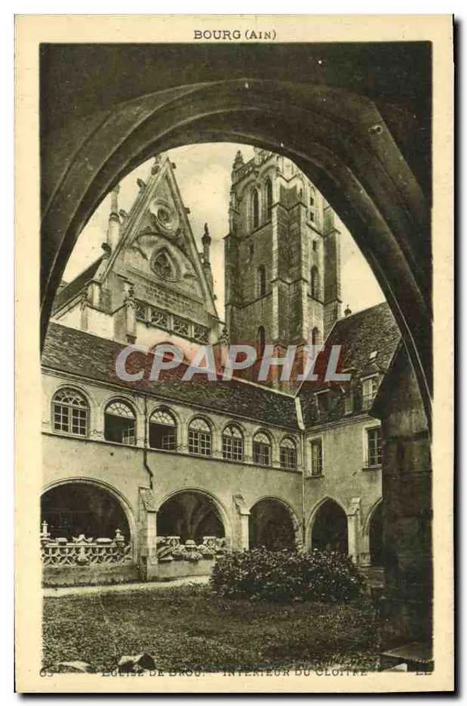 Bourg (Ain) — Igreja de Brou, interior do claustro — editor não identificado, n° de série 63 - Frente