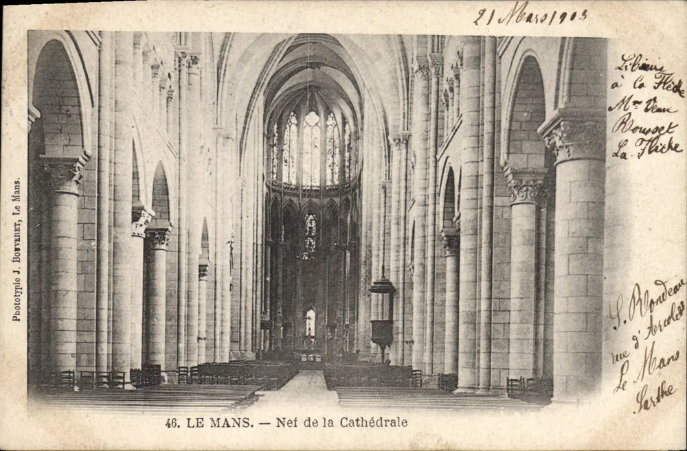LE MANS — Nef da Catedral — Fototipia J. Borvanet, Le Mans, n°46 - Frente