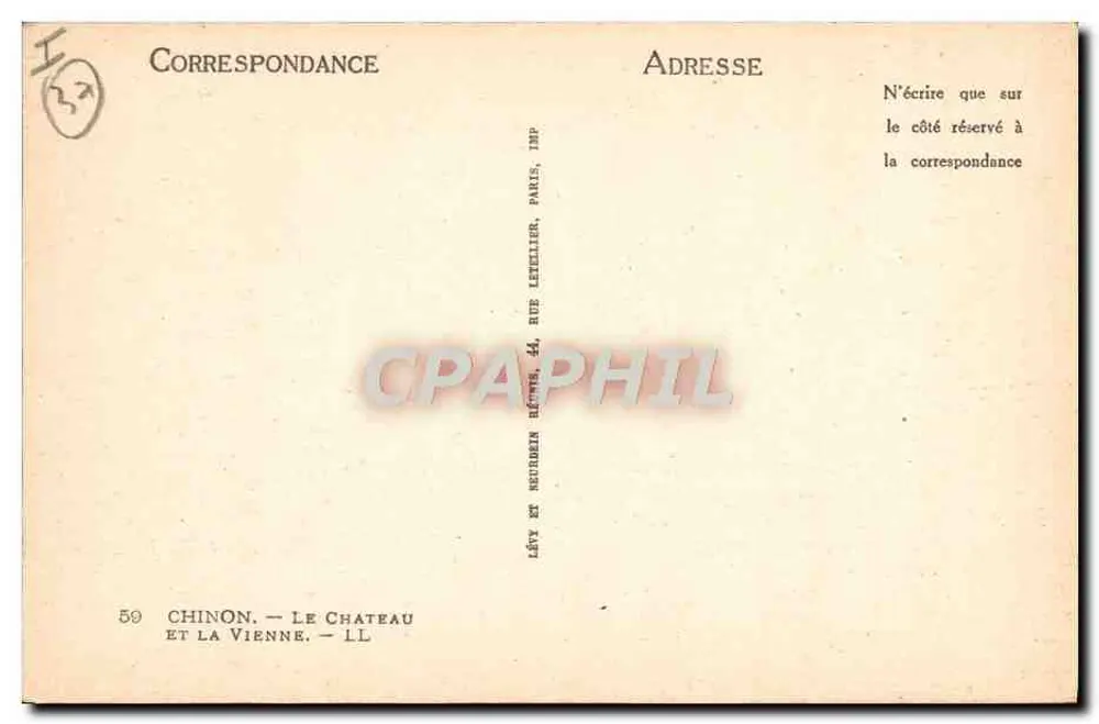 Chinon — O Castelo e a Vienne — Imp. Neudardin, Paris - Verso