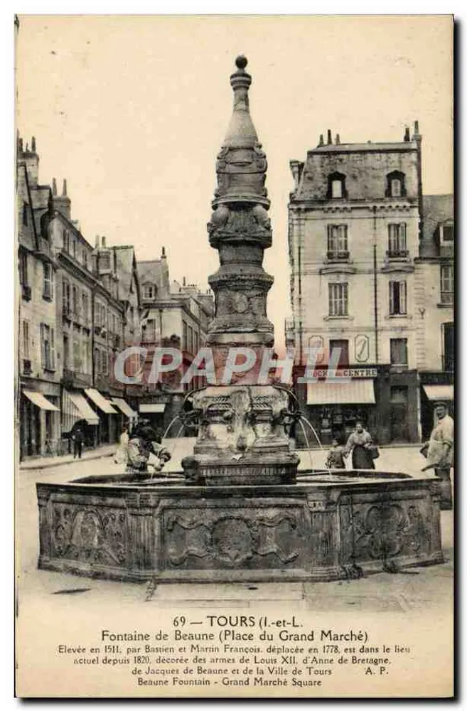 Fontäne von Beaune (Place du Grand Marché) — Tours — A.P. - Vorderseite