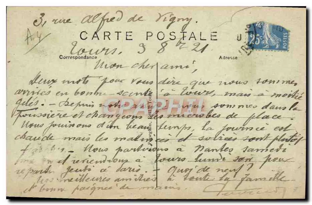 Tours (Loire-et-Cher) — A Estação — A.P. Estação Ferroviária - Verso