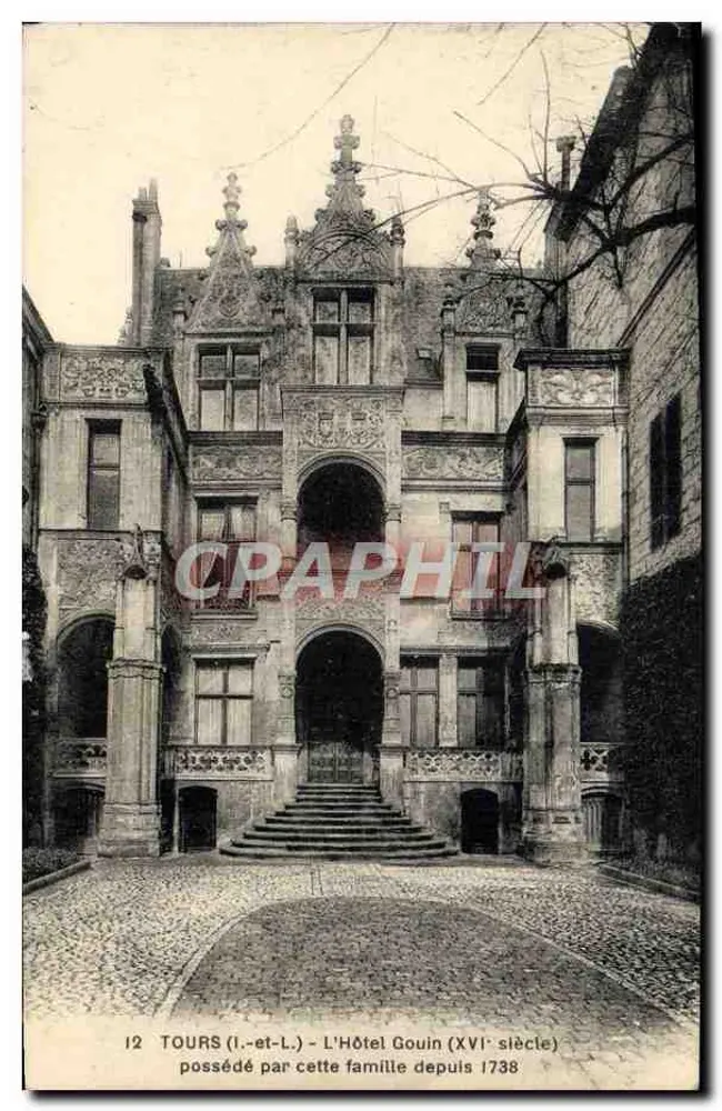 Tours (Loire-et-Cher) - O Hotel Gouin (século XVI) possuído por esta família desde 1738 - Frente