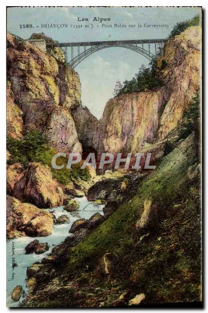 Les Alpes — Pont Baldv sur la Cerveyrette à Briançon (1121 m) — éditeur Jourdan, Alder (Gap) n°1589 - Recto