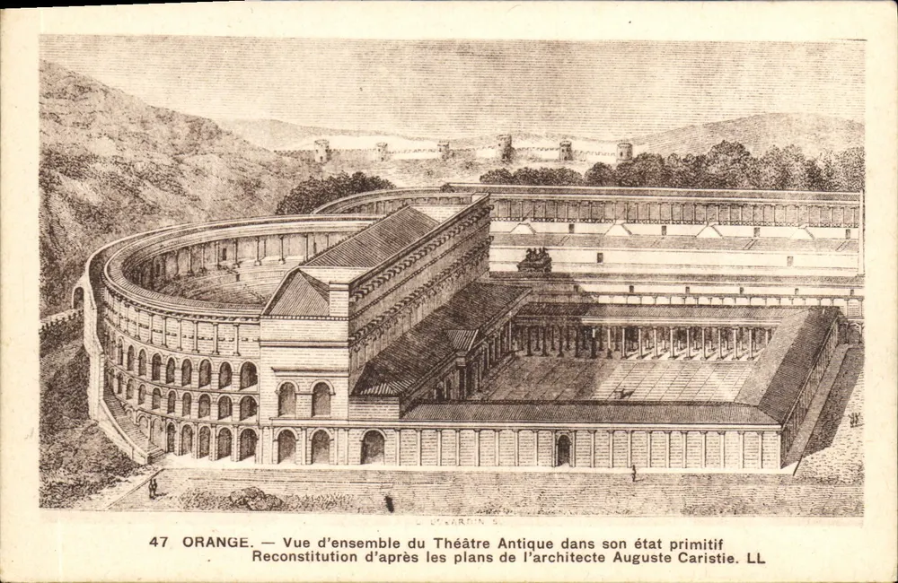 Orange — Allgemeiner Blick auf das antike Theater in seinem ursprünglichen Zustand — LL - Vorderseite