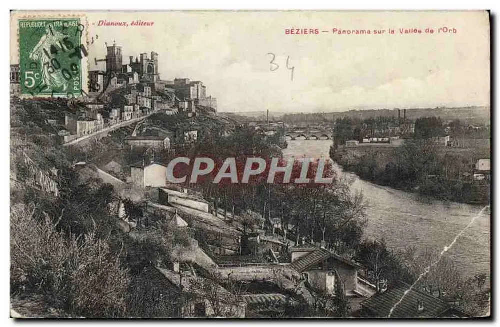 Béziers — Panorama sur la Vallée de l'Orb — Dianoux, éditeur - Frente