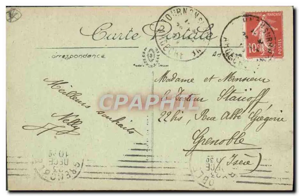 Ansicht von Tournon — Der Staudamm Doux und Ruinen des Brückens von Cäsar — LL. Selecta - Rückseite