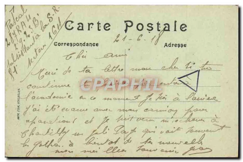 Chantilly — De Grote Kanalenvallijn — Uitgever: IMPR. EDA VERSAILLES, n° 189 - Achterkant