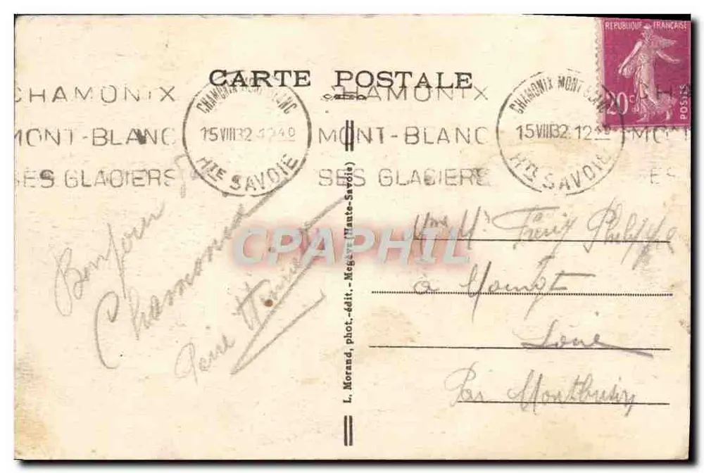 Der Glaciersee und die Bahnstation Montenvers — n° 651 — L. Morand, phot.-Verlag Mont-Blanc - Rückseite