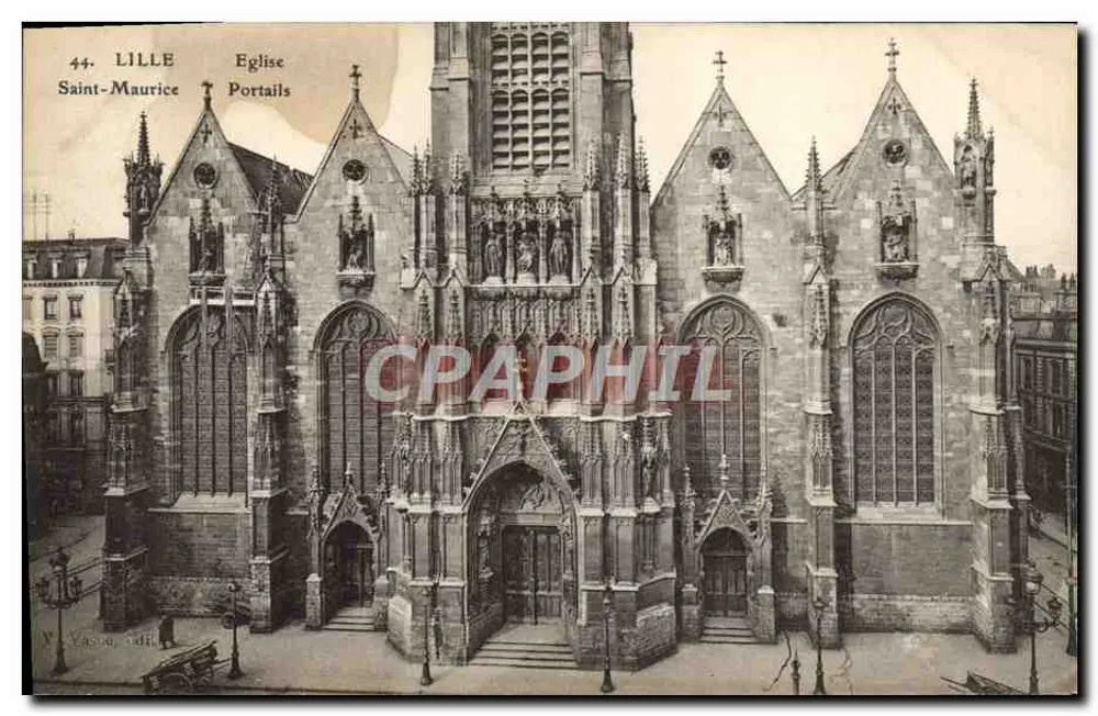 LILLE - Iglesia de San Mauricio - Portales — V. Vasse, editor - Anverso