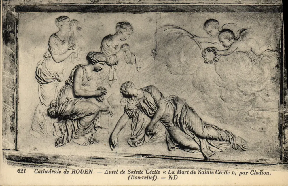 Kathedrale von ROLLEN — Altar der hl. Cecilia « Der Tod der hl. Cecilia », von Clodion (Bas-relief) - Vorderseite