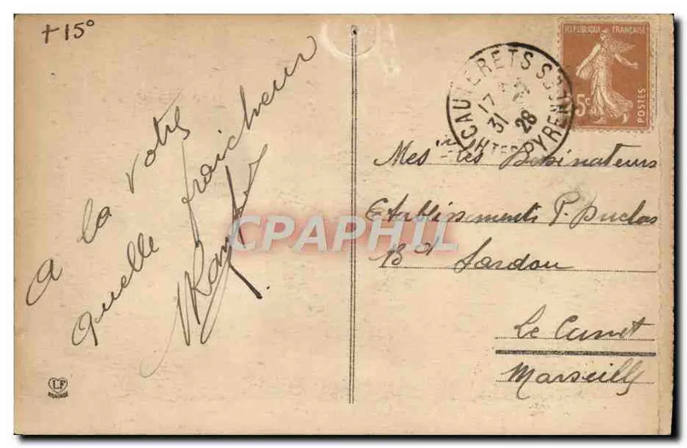 Angegés — Le Dary-de-Pau e Le Vincos — Editor: Fototipia Lagrange, Hôtel de France - Verso
