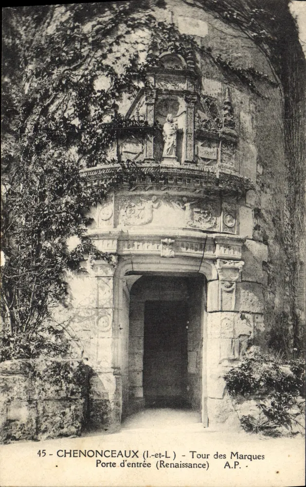 Chenonceaux (Loire-et-Loire) - Torre das Marcas, Porta de entrada (Renascimento) - A.P. - Frente