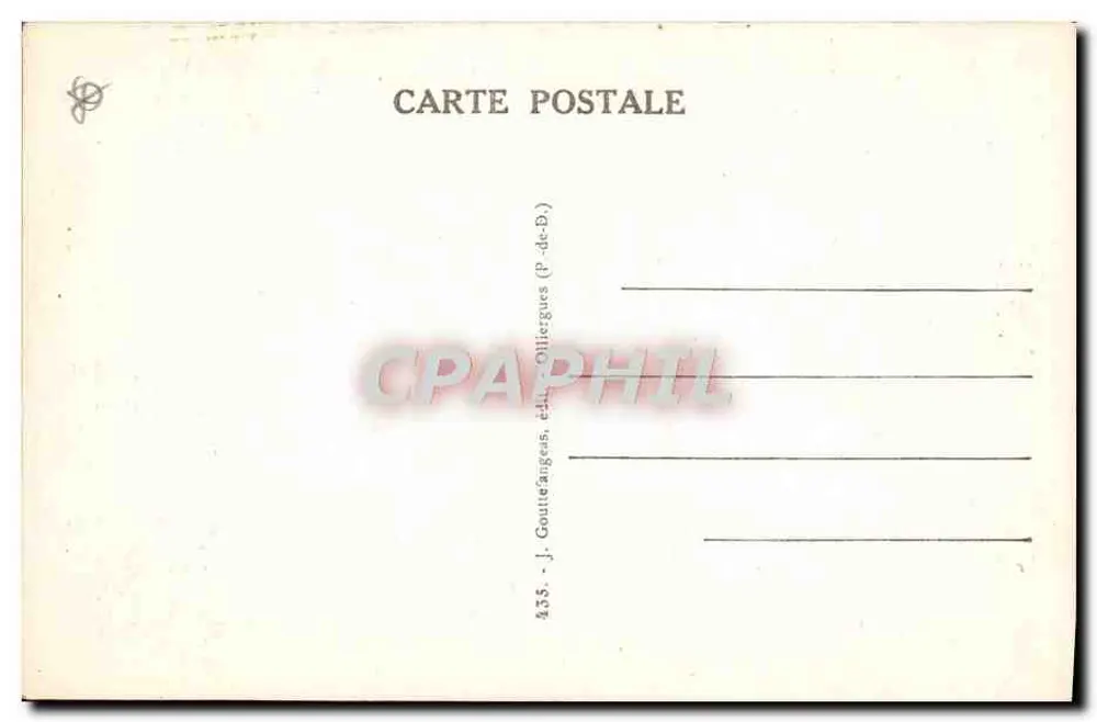 Pittoreske Straße im alten Royat — Auvergne — Verleger J. Goultéanges, Nr. 435 - Rückseite