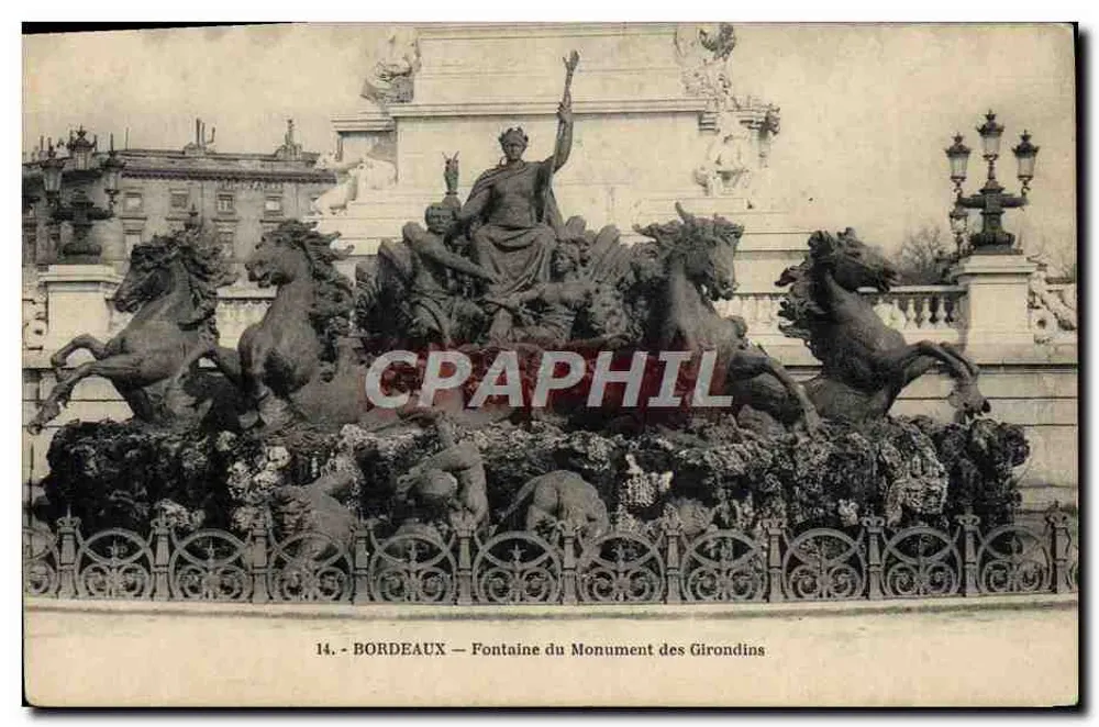 Bordeaux — Fontaine du Monument des Girondins — Verleger nicht sichtbar, Nr. 14 - Vorderseite