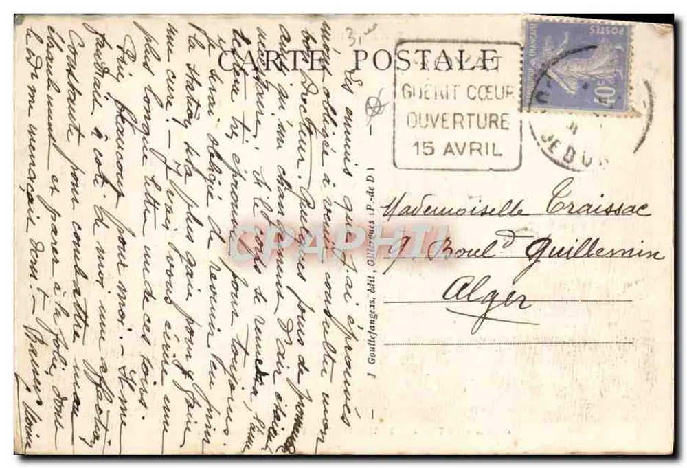 Der alte Royat von Paradis aus gesehen — Auvergne — Verlag G. d'O - n°497 - Rückseite