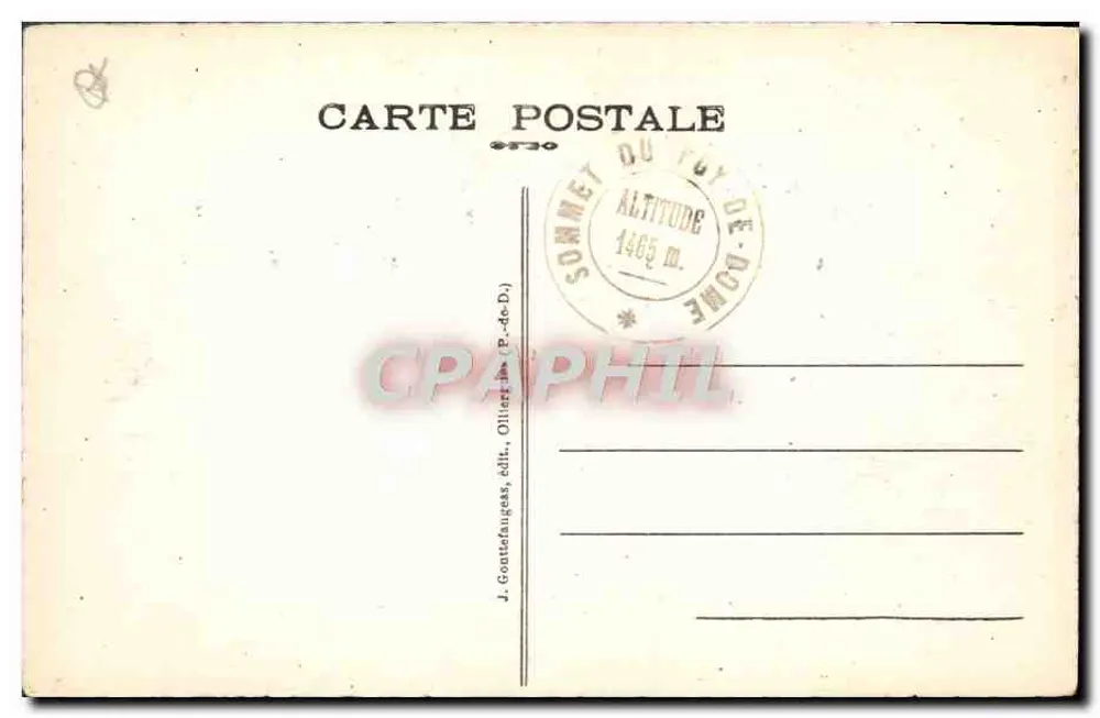 Kette der nördlichen Dômes mit ihren Kratern — Auvergne — J. Gouttedaureas, Verlag, Ollier (P.-de-D.) - Rückseite