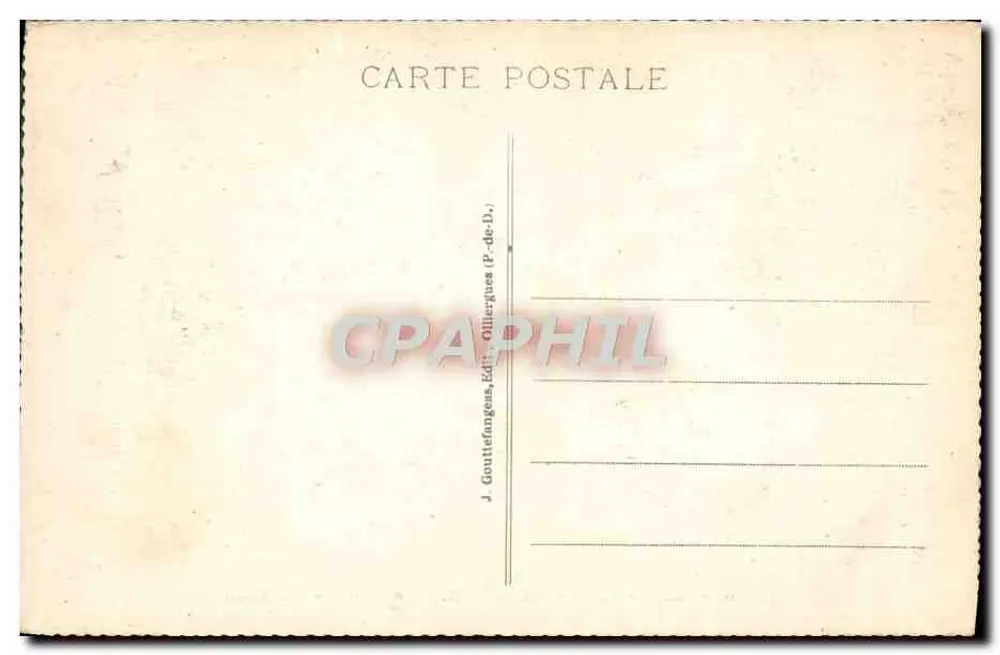 O Mont-Dore - A Grande Cascata — s.d.o. - 1434 - J. Gouttefanges, Editor Olliergues (F.-de-D.) - Verso
