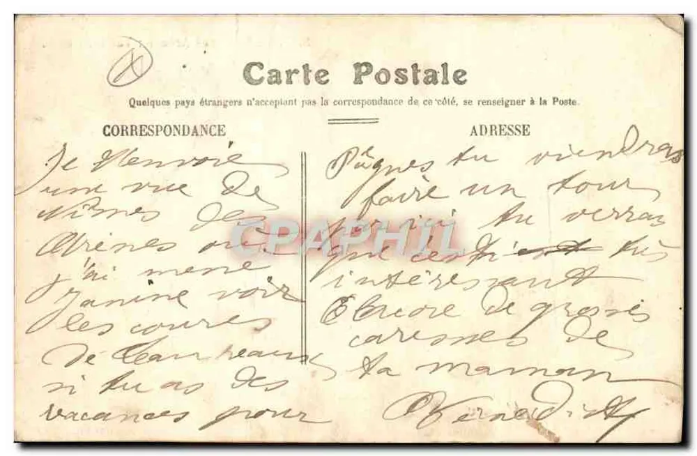 Nîmes — Les Arènes : Vue intérieure. — Éditeur : C. L. B. (Nîmes) — N° 19 - Verso