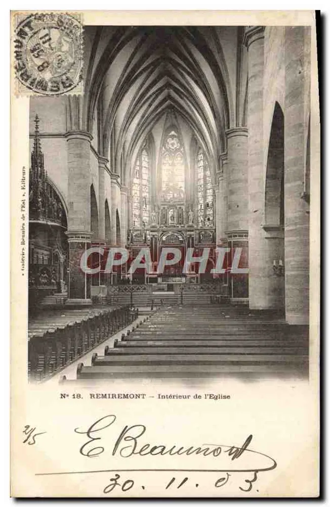 Remiremont — Interior da Igreja — Editores de 1884, N° 18 - Frente