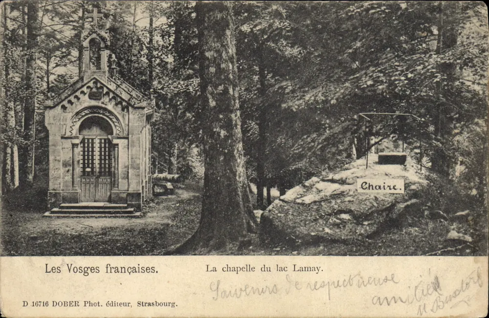 Die Kapelle am See Lamay — Die französischen Vosges — DOBER Phot. Verlag, Straßburg, Nr. D 16716 - Vorderseite