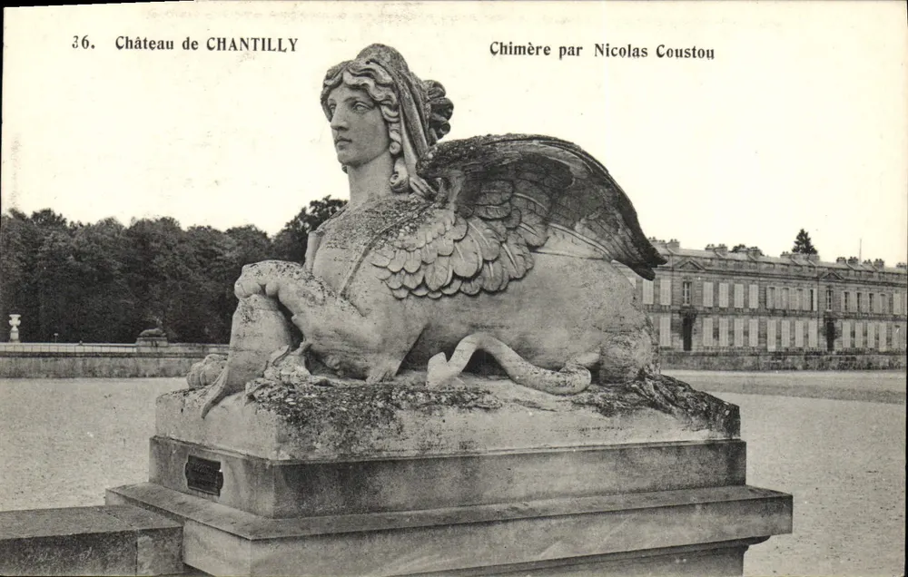 Castelo de CHANTILLY — Chimera de Nicolas Coustou — Héliotypie Bourdier et Faucheux, Versailles - Frente