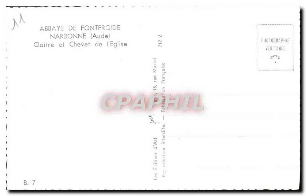 Abadia de Fontfroide — Claustro e Nave da Igreja — Les Éditions d'Art, Narbonne - Verso