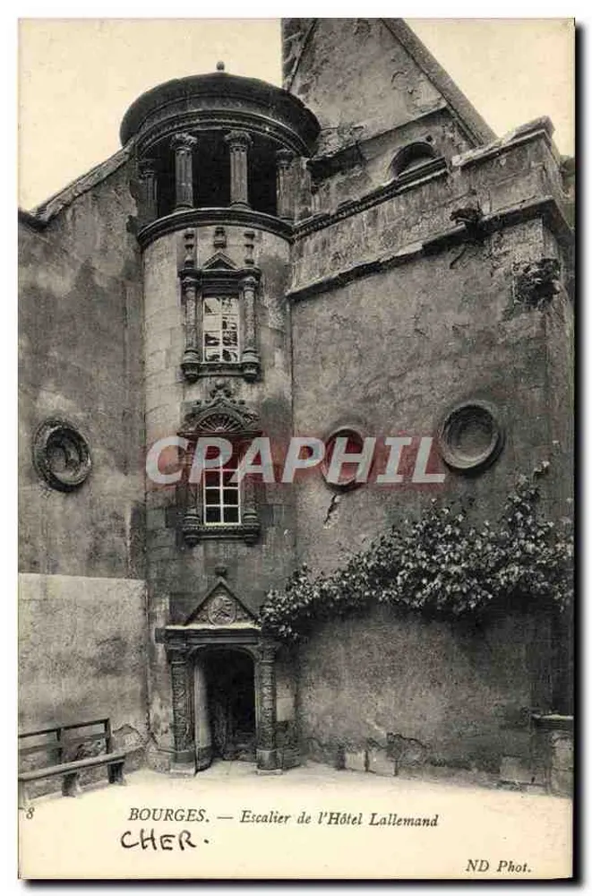 Bourges — Escalier do Hotel Lallemand — ND Phot. - Frente
