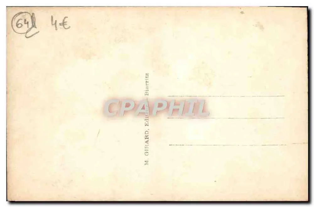 Castelo sobre falésia — vista costeira — M. GIRARD, Editor, Biarritz - Verso