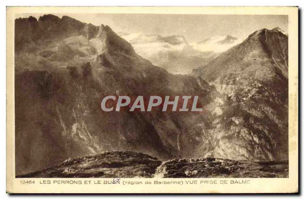 Les Perrons und Le Buan (Region Barberine) — Aufnahme von Balme — Nr. 12464 — Braun & Cie, Imp. Edif. W. House-Dornach - Vorderseite